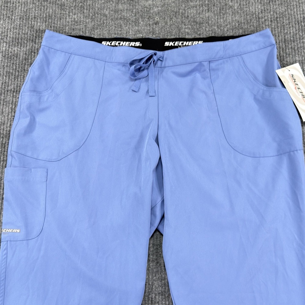 Skechers Reliance Cargo Scrub Pants Womens 3XL Ciel Blue Drawstring Stretch - Picture 2 of 13